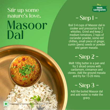 Tata Sampann Unpolished Masoor Dal (Split), 1kg
