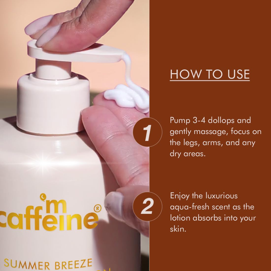 mCaffeine Summer Breeze Perfume Body Lotion| Niacinamide, Cocoa Butter & Shea Butter For Deep Moisturization | Lightweight, Non-Sticky | Aqua-Fresh Beachy Fragrance | Body Lotion For Dry Skin - 600ml
