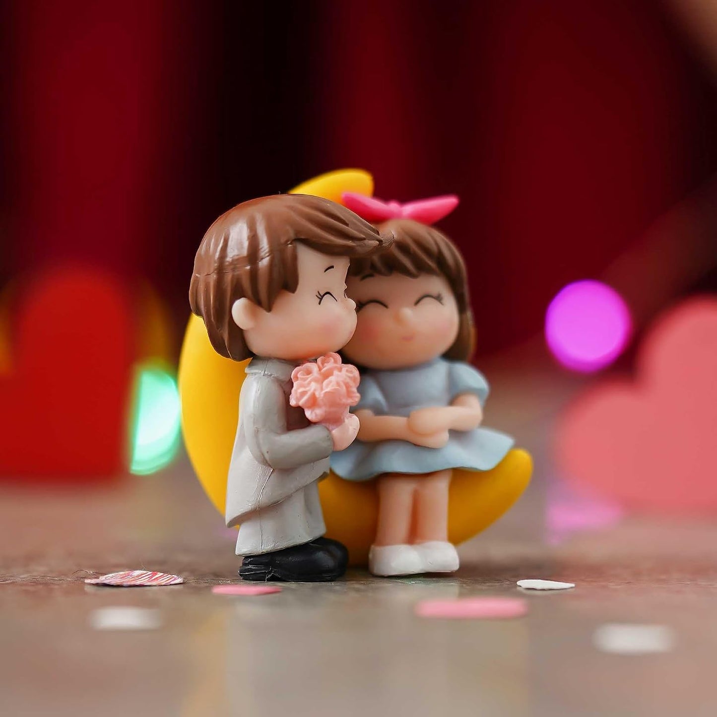 eCraftIndia Valentine Gift for Girlfriend Boyfriend Romantic Love Moon Couple Showpiece Valentine Day Gift for Husband Wife Special Love Her Him | Valentine Day Decoration Items