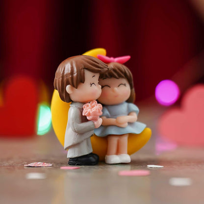 eCraftIndia Valentine Gift for Girlfriend Boyfriend Romantic Love Moon Couple Showpiece Valentine Day Gift for Husband Wife Special Love Her Him | Valentine Day Decoration Items