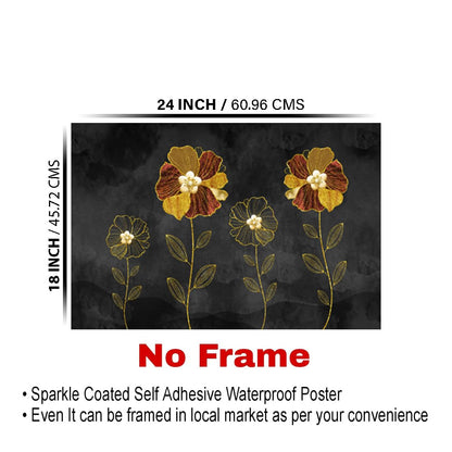 Flower Paintings for Living room, Flower Poster Big Size with Sparkle Coated Lamination - 21155 (Self Adhesive) 18x24 Inch
