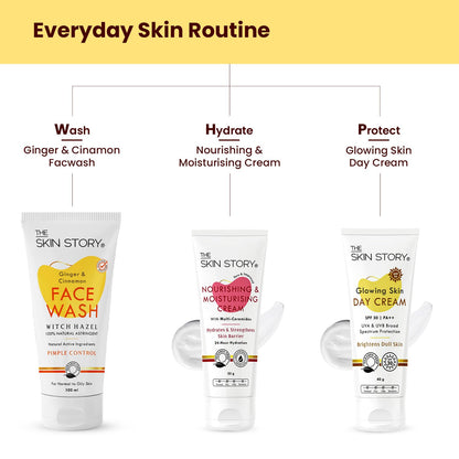 The Skin Story Glowing Skin Day Cream with SPF 30 Sunscreen | Nourish, Brighten, and Protect Dull Skin | Lightweight, Non-Greasy Formula for Daily Radiance | UVA/UVB Protection for Healthy | 40g