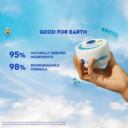 NIVEA Soft Light Moisturizer, 300 ml | Instant Hydration with Vitamin E & Jojoba Oil | Non-Greasy Cream for Face, Body and Hands | For Smooth, Healthy Skin