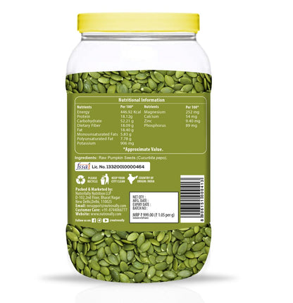 NutroVally - Pumpkin Seeds 950g Jar – Premium Roasted & Shelled Superfood Snack – High Protein, Gluten-Free & Nutrient-Rich for Healthy Snacking & Cooking