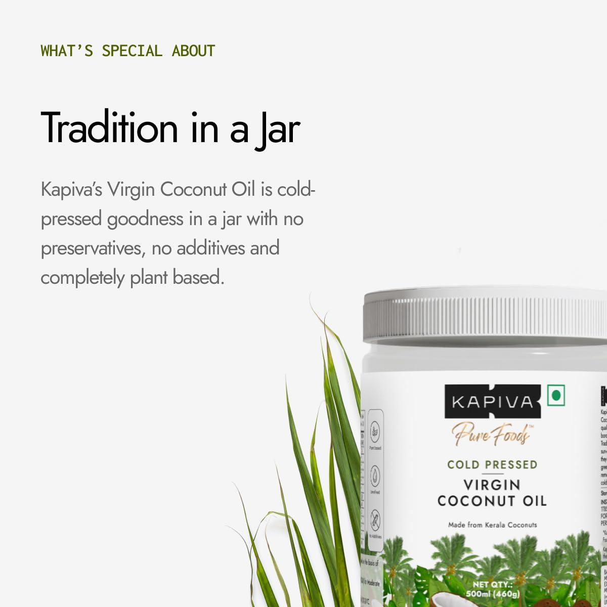 Kapiva Virgin Cold-Pressed Coconut Oil 500ml | 100% Pure, Unrefined, Organic & Edible | For Cooking, Skin & Baby Care, Oil Pulling | Coconut Oil For Hair | Keto Friendly