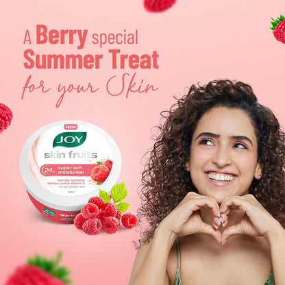Joy Super Soft Cold Skin Cream for 24 Hr Moisturization - Berries (200ml) - Lightweight & Oil Free Moisturizer For Instant Hydration | Non Sticky & Non Greasy Cream for Hands, Face & Body