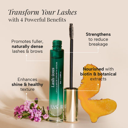 Ras Luxury Oils Lash-ious Lash & Brow Growth Oil/Serum with Biotin & Hyaluronic Acid | Natural, Nourishing Formula for Fuller, Thicker, Healthier Eye Lashes & Brows | Safe for Sensitive Eyes, 8ml