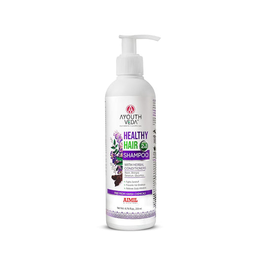 Ayouthveda Healthy Hair Shampoo with Bhringraj & Shikakai | 2-in-1 Shampoo & Conditioner | Ayurvedic Care with Neem & Lemon | Cleanses Scalp & Nourishes Hair | For All Hair Types | 200 ml (Pack of 1)