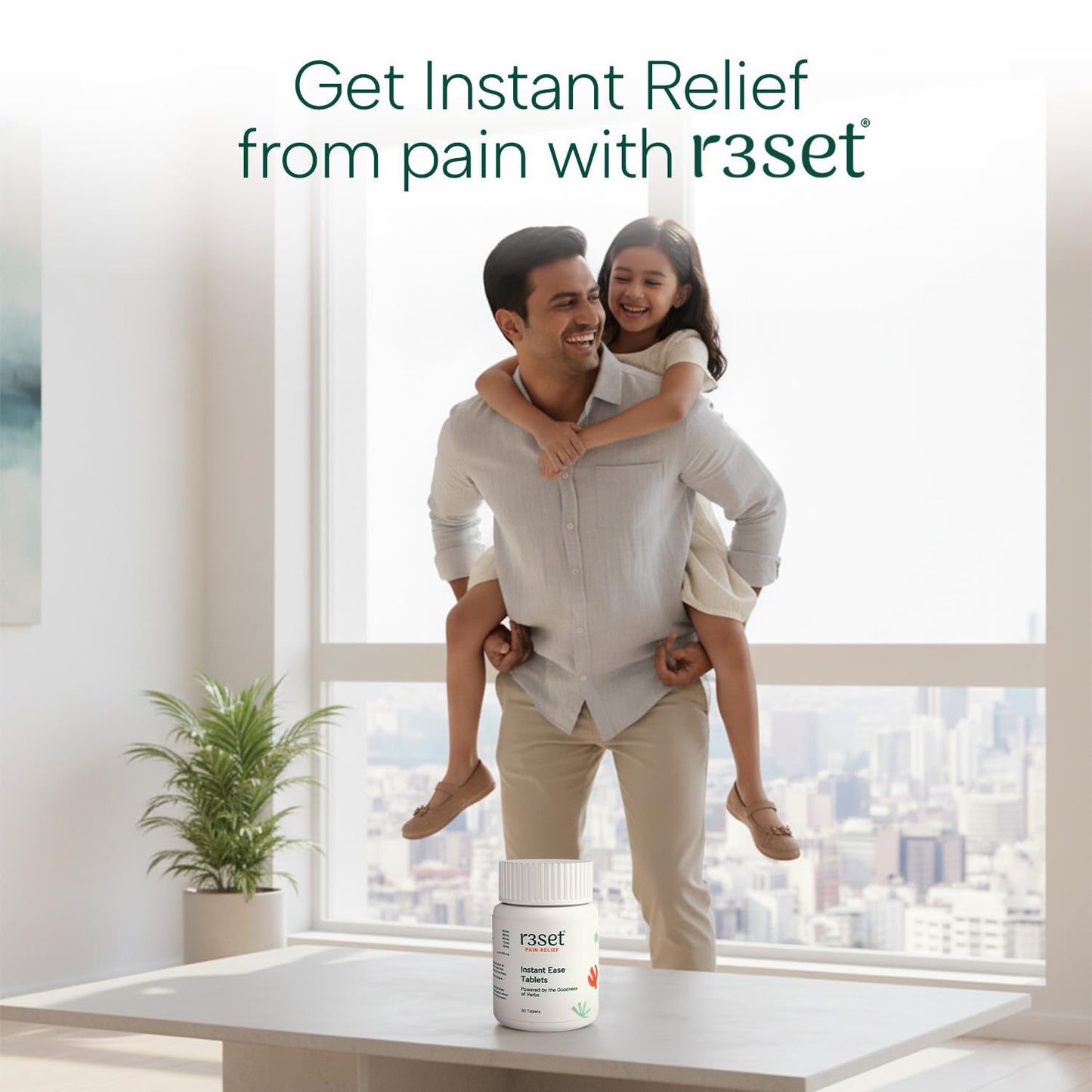 R3SET Herbal Tablets| Instant Relief for Abdominal, Period, menstrual cramps, Stomach, Knee & Joint Pain | 100% Vegetarian & Natural | Powered by natural herbs Cumin, Pippali & Ajwain | Ayurvedic Blend | 60 Tablets