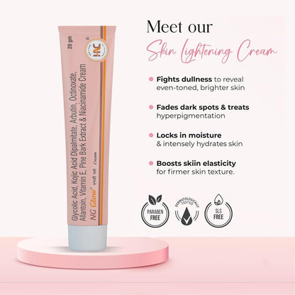 Heal N Cure NG Glow Cream - Enriched With Kojic Acid &Glycolic Acid | Anti-melasma & Anti Pigmentation Cream. Helps To Remove Acne Scar, Dark/Age Spots, Blemishes and Uneven Skin Tone-20GM