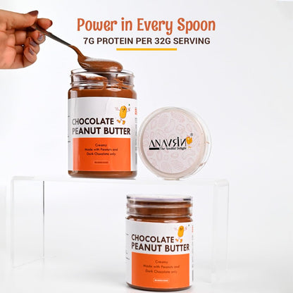 ANAVRIN Chocolate Peanut Butter Creamy, 400gm | High Protein Peanut Butter | No Added Sugar | Healthy Chocolate Flavour Spread | Rich in Vitamin E, Minerals | Gluten Free