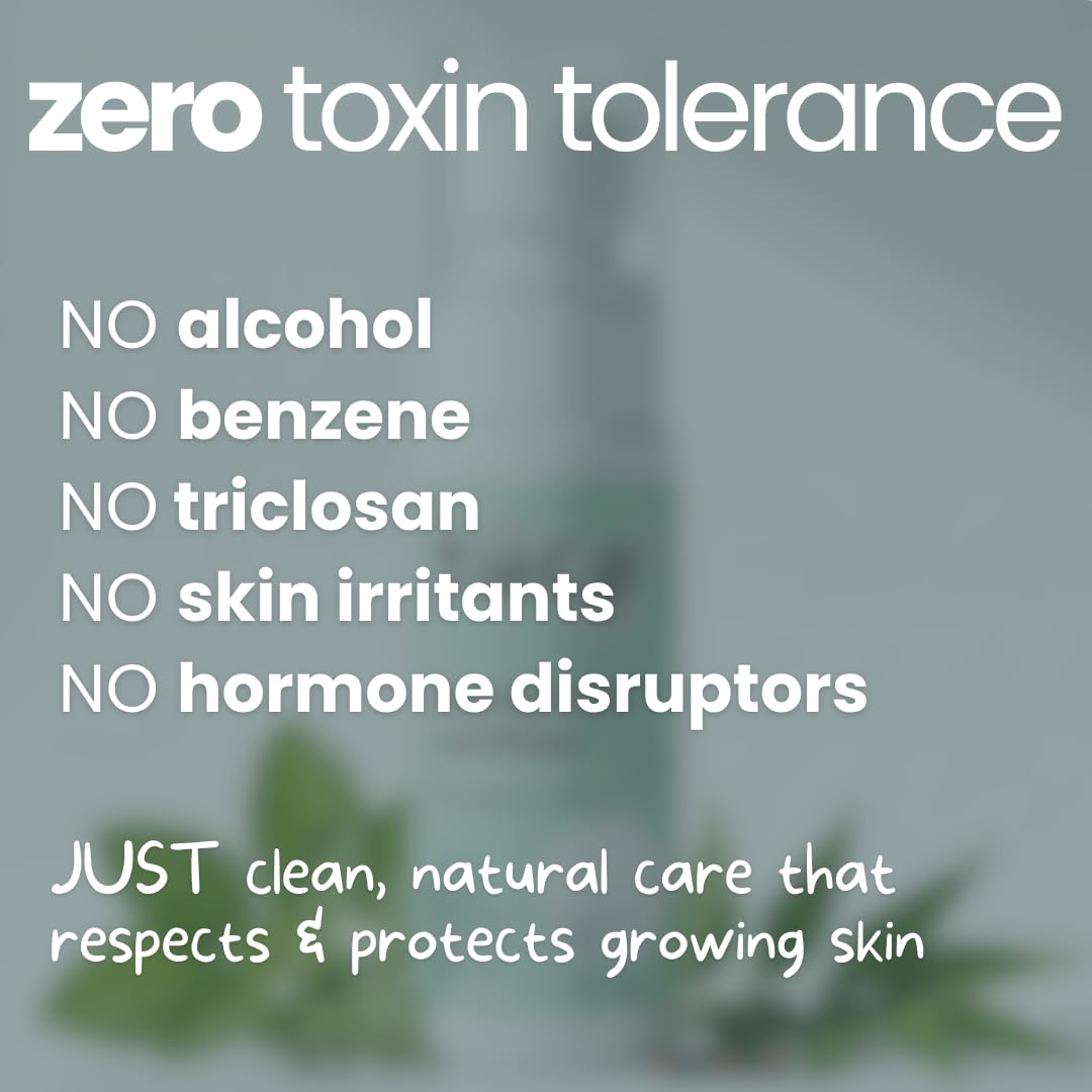 Zero toxin tolerance statement with a blurred background of plants and water.