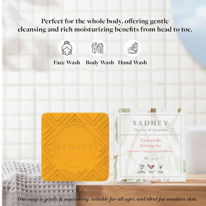 Sadhev Turmeric & Mango Kernel Butter bathing bar - Ayurvedic Soap - 125 Gm