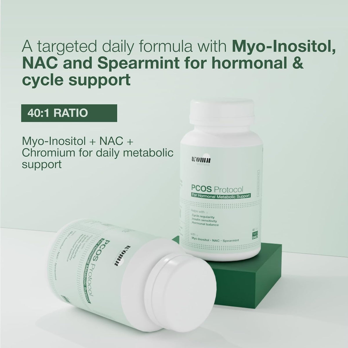 WOMN PCOS Supplement | Myo-Inositol and N-Acetyl Cysteine Supplement, 60 Tablets