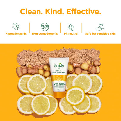 Simple vitamin C face wash with lemons and brown powder on a yellow background
