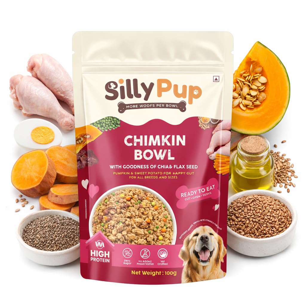 Silly Pup Chicken Dog Food | Gently Cooked Wet Food | Real Chicken, Pumpkin & Seeds | No Preservatives, No Sugar | Vet Crafted | High Protein | All Breeds & Age (1 Pouch (100g))