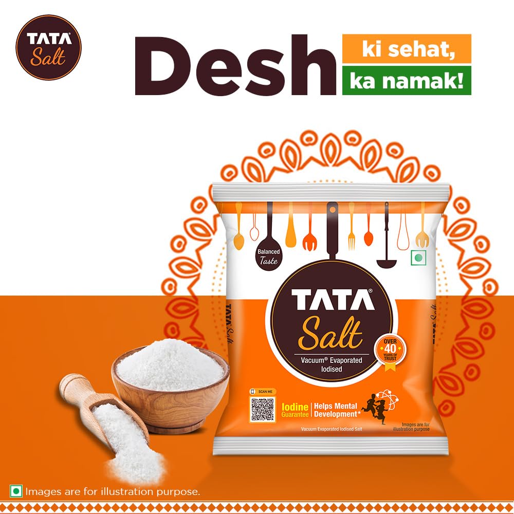 Tata Salt 1 Kg, Free Flowing and Iodised Namak, Vacuum Evaporated, Salt in Fresh