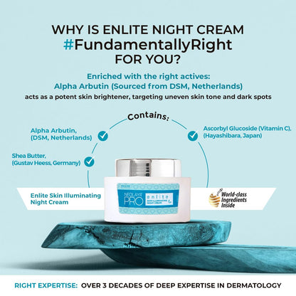 NEOLAYR Pro Enlite Skin Illuminating Night Cream | Vitamin C Night Cream | Ideal for Dark Spots and Uneven Skin Tone | Boosts Collagen Production | 40 GM