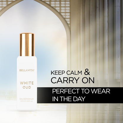 Bella Vita Luxury White Oud | Long Lasting Unisex EDP 20ml | with Orange, Patchouli, Musk | Oud & Fruity Premium Fragrance Perfume for Unisex | Great for Everyday Use
