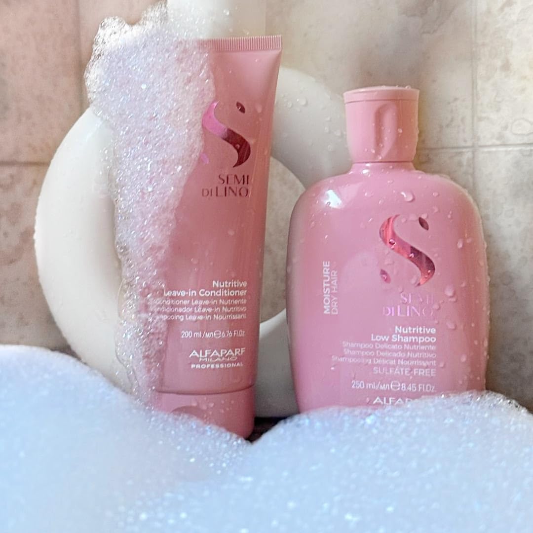 ALFAPARF MILANO Professional Moisture Nutritive Shampoo For Dry & Frizzy Hair - Sufate, Paraben And Paraffin Free, Treated Hair With Vitamin E, Repairs Frizzy Hair (250Ml)