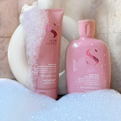 ALFAPARF MILANO Professional Moisture Nutritive Shampoo For Dry & Frizzy Hair - Sufate, Paraben And Paraffin Free, Treated Hair With Vitamin E, Repairs Frizzy Hair (250Ml)