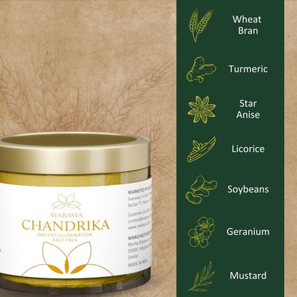 Svarasya Chandrika Natural Face Pack (Ubtan Powder) | Face Pack for Oily & Acne-Prone Skin | With Turmeric & Star Anise | Helps Remove Tan, Cleanse Skin & Reduce Acne-Causing Bacteria | For Glowing Skin | 100g