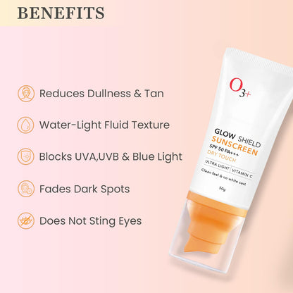 O3+ Glow Shield Sunscreen SPF 50 PA+++ (50gm)