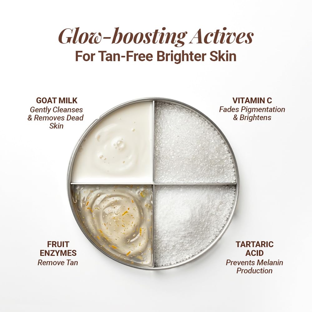 Be Neude Brightside 100ml Detan & Brightening Gel Face Wash with Goat Milk, Vitamin C & Tartaric Acid for Dark Spot Removal, Pigmentation & Glow, Face Wash for Men & Women