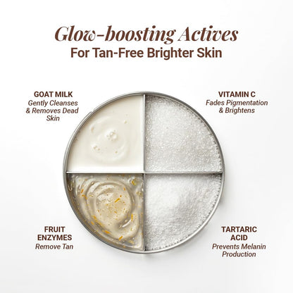 Be Neude Brightside 100ml Detan & Brightening Gel Face Wash with Goat Milk, Vitamin C & Tartaric Acid for Dark Spot Removal, Pigmentation & Glow, Face Wash for Men & Women