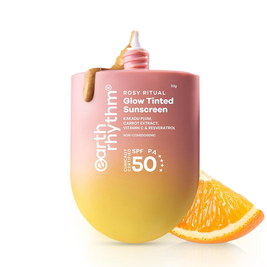 Earth Rhythm Rosy Ritual Glow Tinted Sunscreen SPF 50 PA ++++ with Vitamin C,No Oxybenzone (50gm) - Honey