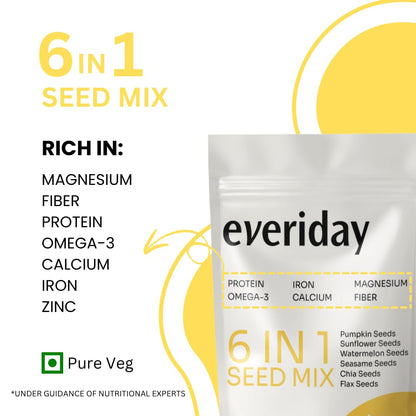 Everiday Honey Bliss Roasted 6-in-1 Super Seed Mix | 250g | Pumpkin, Sunflower, Watermelon, Sesame, Chia & Flax | Healthy Crunchy Snack for Daily Nutrition | High Protein, Fibre & Omega-3 | Vegan & Gluten-Free