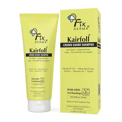 Fixderma Kairfoll Rosemary Oil Crown Guard Shampoo For Hair Growth & Hijab,Turbaned Hair & Wigs | Hair Patches & Toupee | Shampoo For Women & Men | Sulphate And Paraben Free - 200 Ml