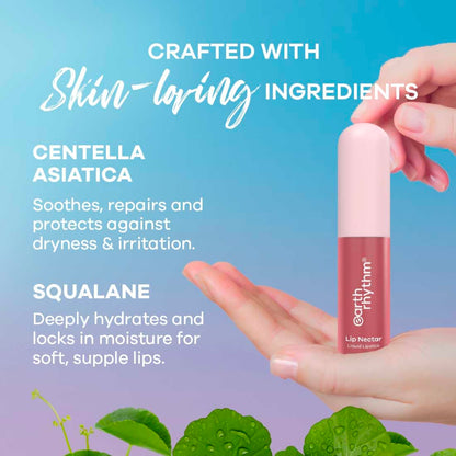 Earth Rhythm Lip Nectar Matte Liquid Lipstick, Weightless, Never Drying, No Mineral Oil 5g - Fig