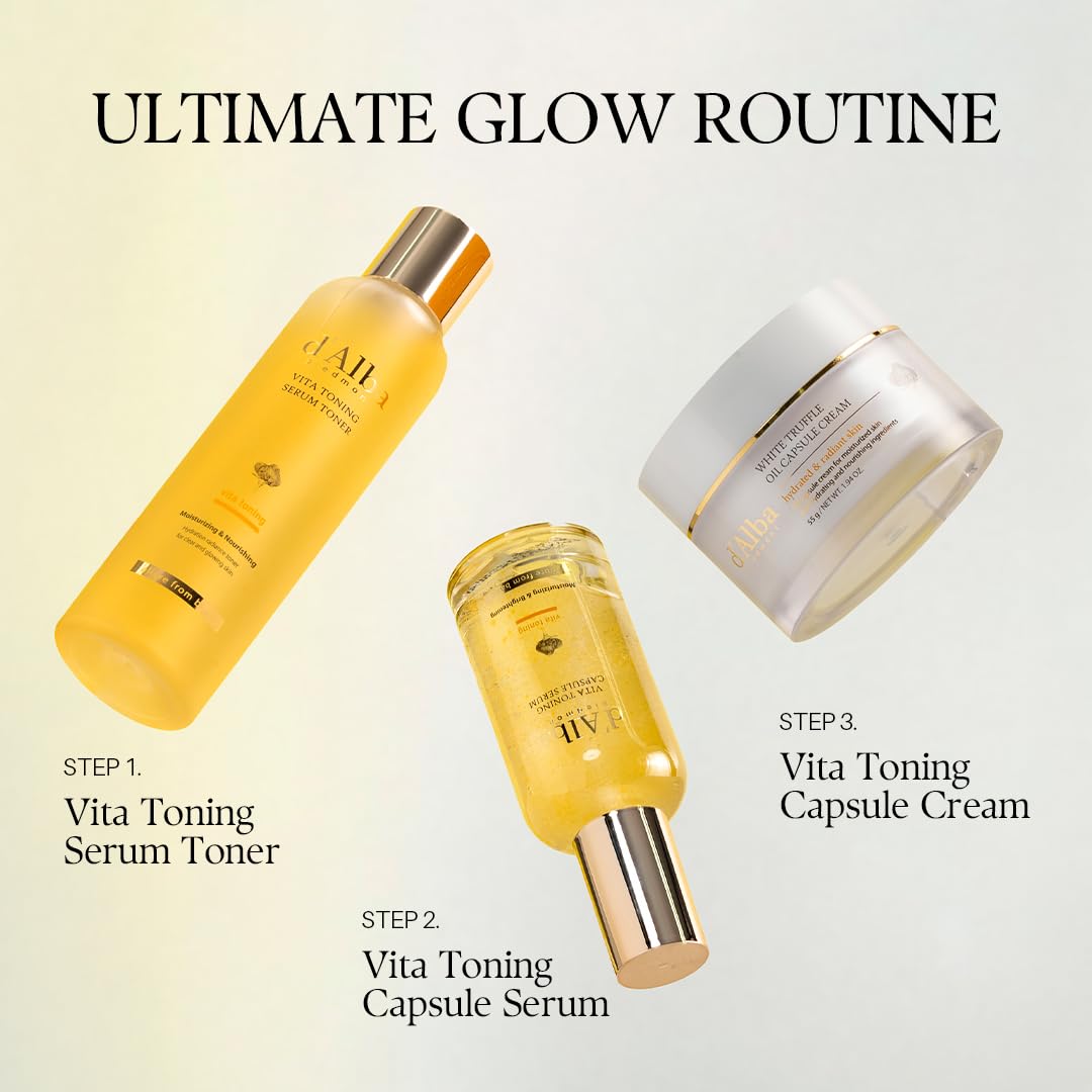 d'alba Piedmont White Truffle Vita Toning Serum Toner, Glass Skin with Double Vitamin Skincare, Water-like serum toner with strong boost for brightening & hydration, 180ml