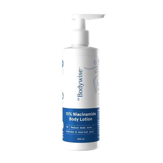Bodywise 10% Niacinamide Body Lotion bottle on a white background