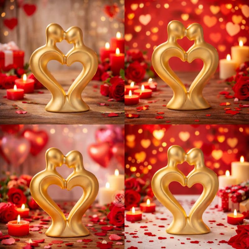 Love Couple Showpiece Gifts for Girlfriend Boyfriend, Heart Shape Couple Gift for Husband Wife, Home Decoration Items for Living Room, Anniversary Wedding Gifts, Valentine's Day Gifts