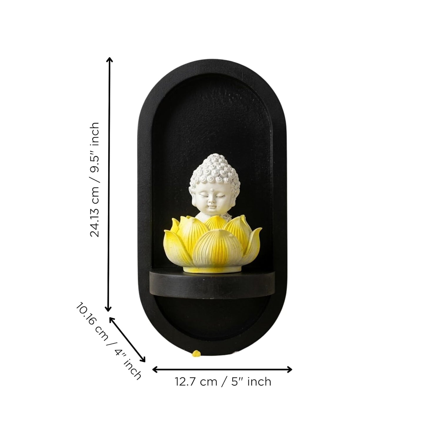 eCraftIndia White Lord Buddha Idol in Yellow Lotus Base | Baby Buddha Statue for Car Dashboard Office Home Decor | Gift for Diwali Housewarming Birthday