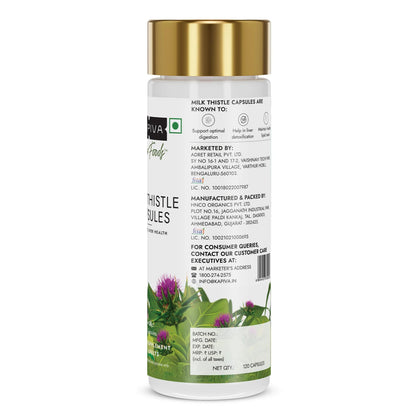 Kapiva Milk Thistle Capsules (120N) | With 70% Silymarin | Supports Liver & Immune System | Vegan, Preservative-Free | Liver Detox Supplement