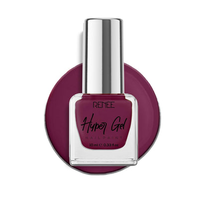RENEE Hyper Gel Nail Paint - Plum CrushQuick Drying, Glossy Finish, Long Lasting, Chip resisting Formula with High Shine Polish, Acetone & Paraben Free, 10ml