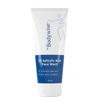 Be Bodywise 2% Salicylic Acid Face Wash for Acne Prone skin | For Oily & Sensitive skin | Deep Cleanses your Skin & Prevents Acne | Developed by Dermatologists | 100ml