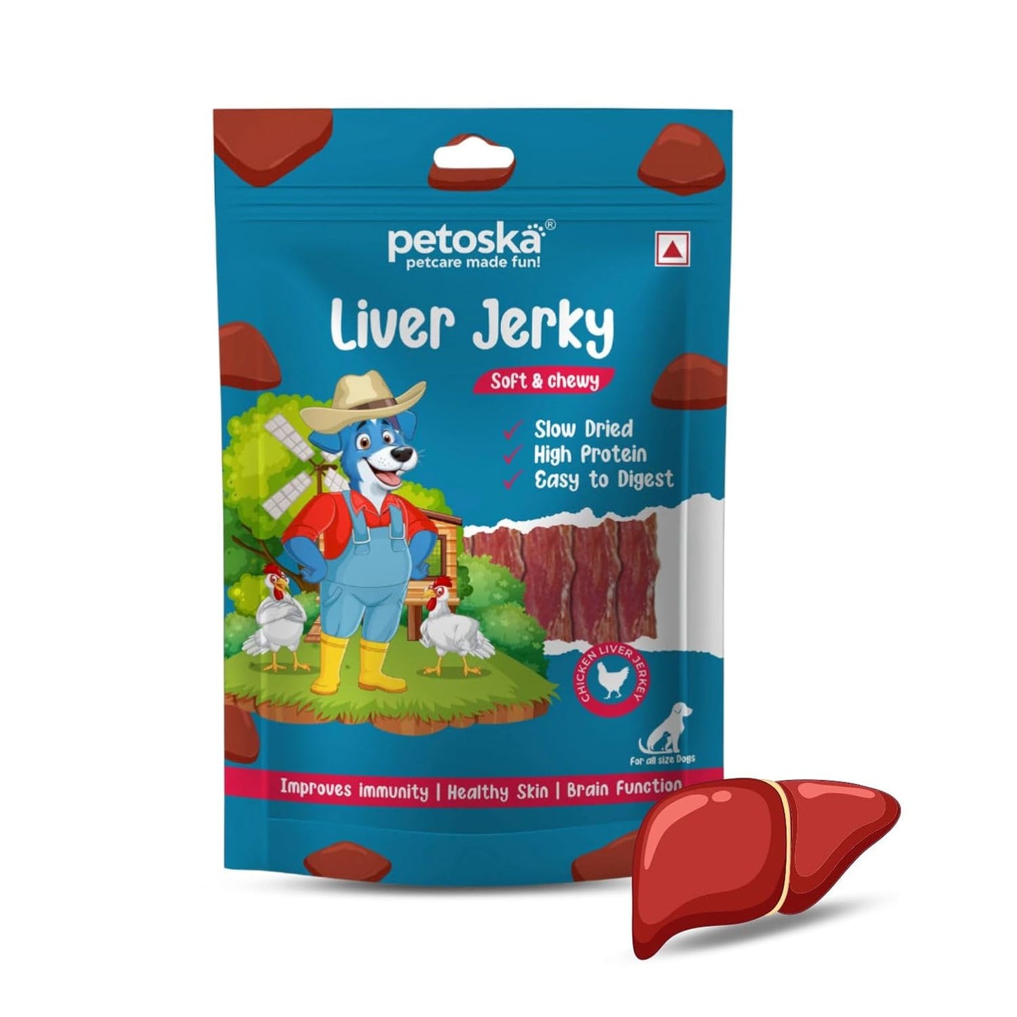 Petoska Chicken Liver Jerky Dog Treats – 100 g High‑Protein Natural Chewy Sticks for Puppies & Adult Dogs
