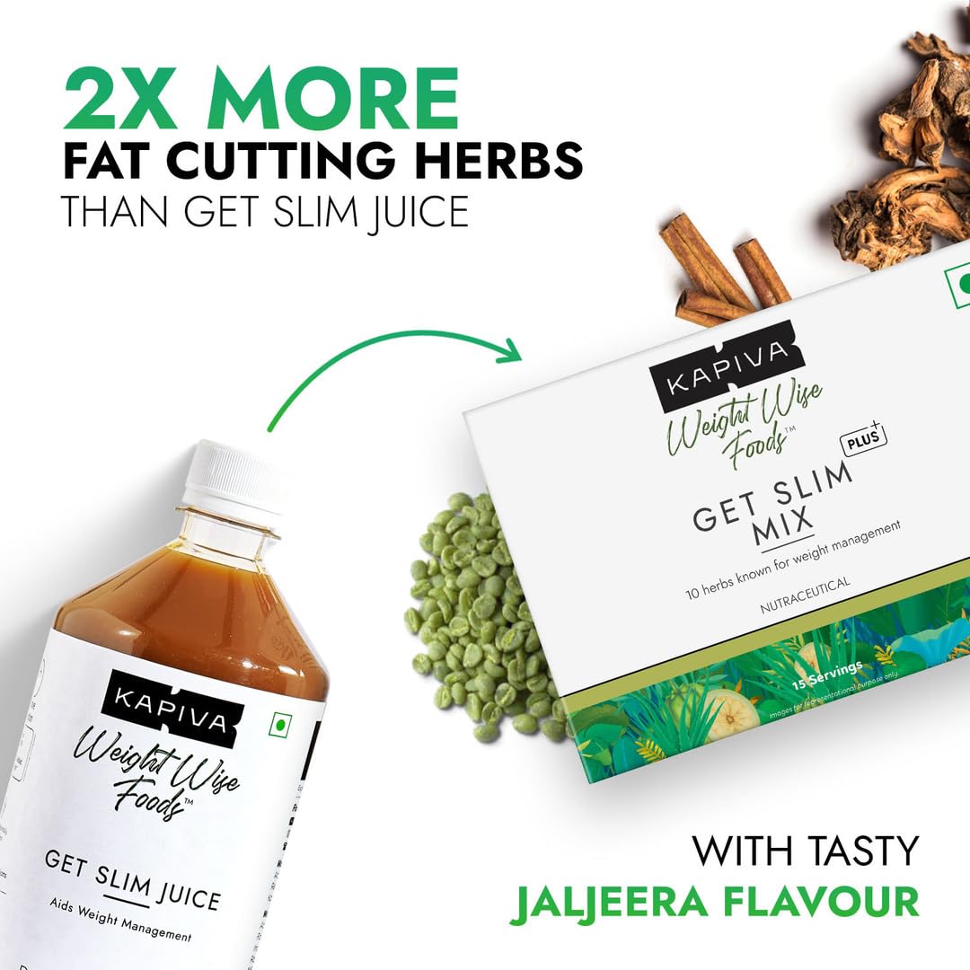 Kapiva Get Slim Mix | Blend of 10 Weight-Care Ingredients | Long-term Weight Care | No preservatives | 15 sachets, Pack of 2