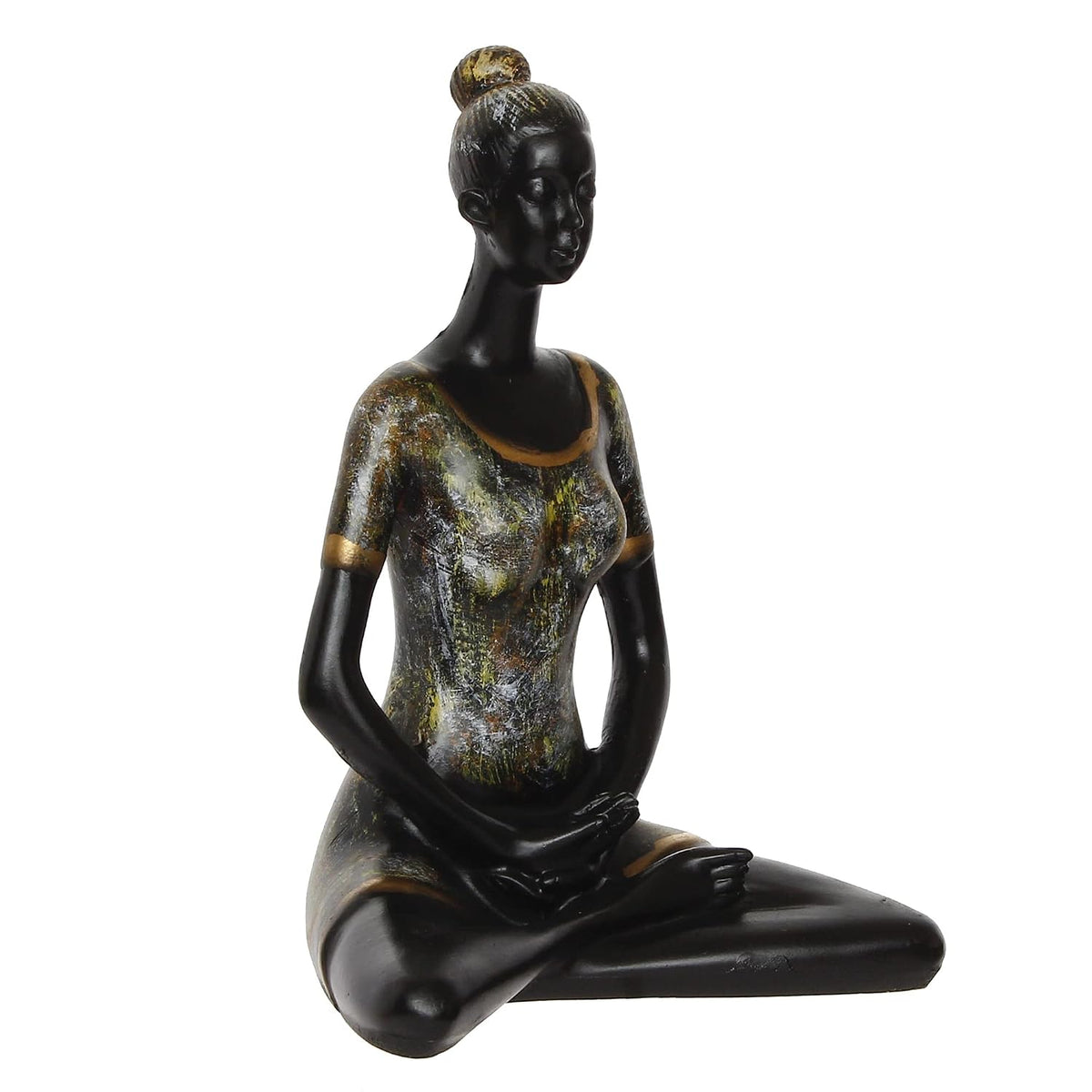 Grey Black Resin Woman in Padmasana Lotus Pose | Yoga Woman Statue Showpiece for Home Decor Living Room Bedroom Office Yoga Studio | Womens Day Gift for Ladies | Birthday Gift for Women