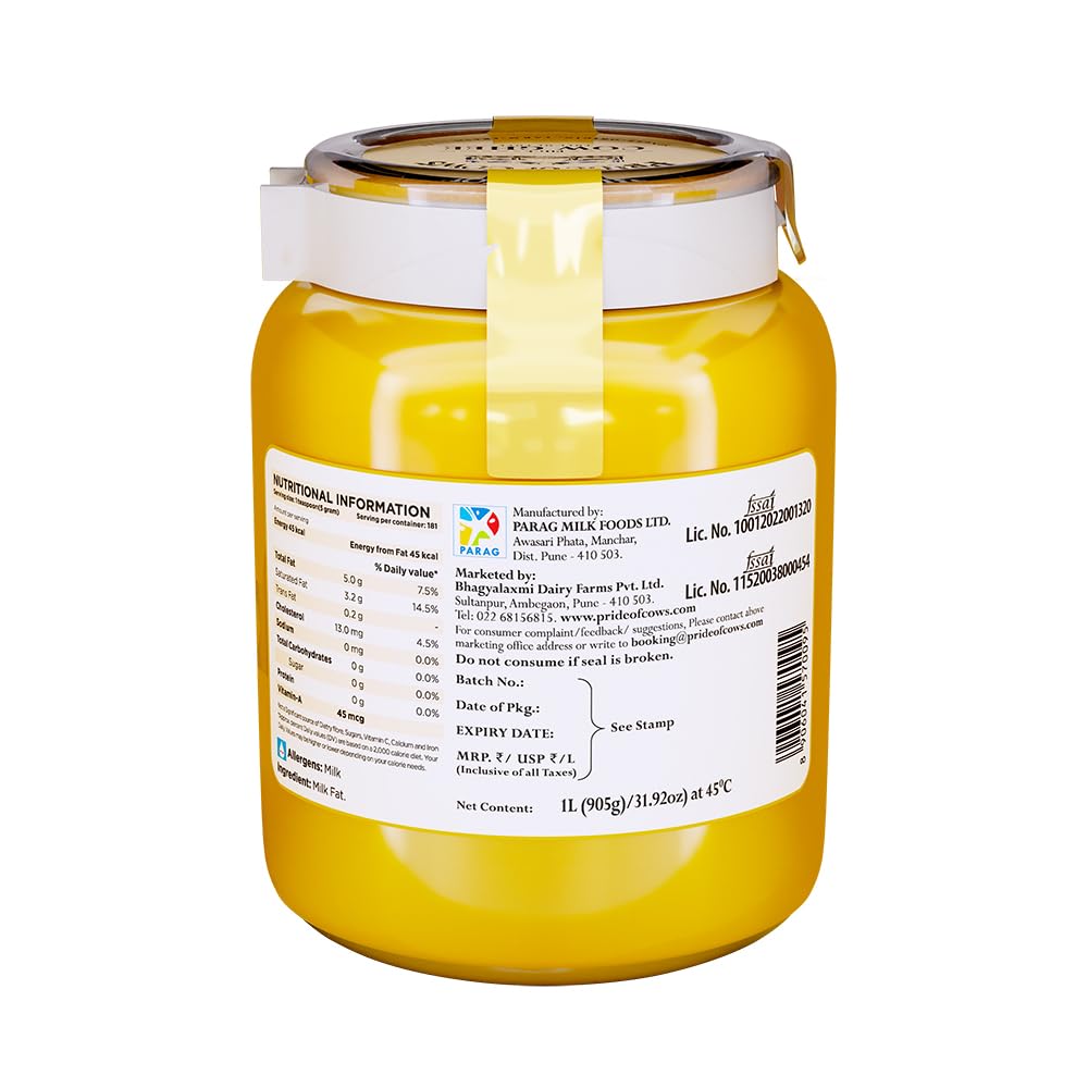 Pride Of Cows Pure Ghee I Single Origin I Untouched by Human Hands I Farm Fresh Granular Cow Ghee I 100% Pure,Natural & Healthy I Easy To Digest I Rich In Healthy Fats I No Added Preservative