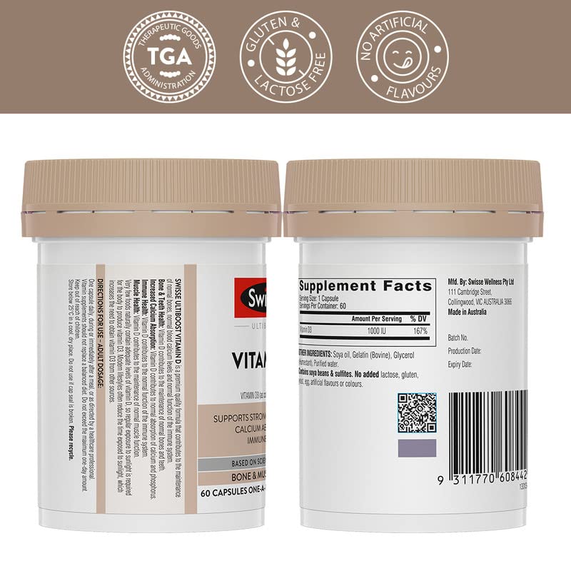 Zephivo Swisse Vitamin D - 100% RDA of Vitamin D3 (Manufactured In Australia, Internationally Proven Formula) High Absorption Vitamin D3 For Healthy Bones, Immunity & Strong Muscles (90 Tablets)