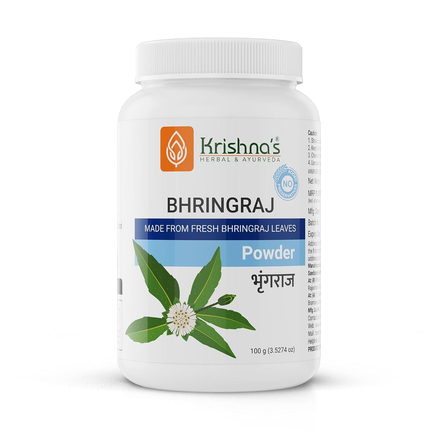 Krishna's Bhringraj Powder - 100 g | Preservative Free | Good for Hair Pack and Oil