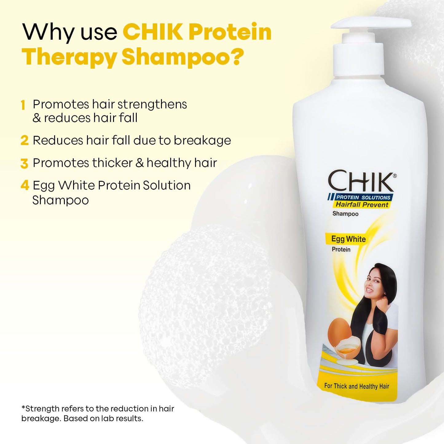 Chik Protein Solution Hairfall Prevent Shampoo, With Goodness Of Egg White, For Thick And Healthier Hair | For Men & Women | 340ml
