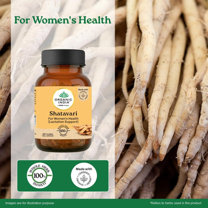 A TATA Product -Organic India Shatavari Capsules, 60 Capsules, Supports Women’s Health, Whole Herb*, Certified Organic, No Added Fillers or Chemicals