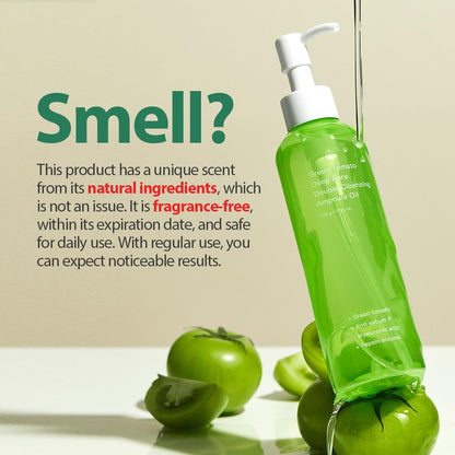 SUNGBOON EDITOR Green Tomato Double Cleansing Ampoule Oil (200 g) | Deep Cleansing Makeup Remover Oil | Purifies Pores, Removes Makeup & Controls Sebum