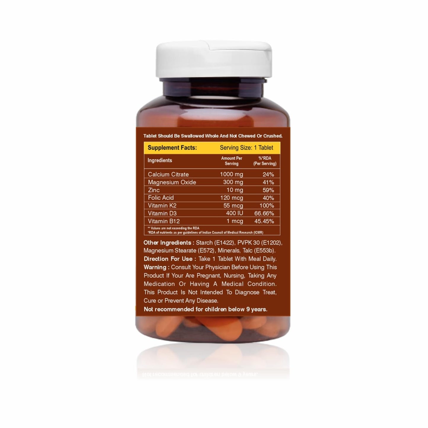 WALPAR Calcium Citrate Supplement 1300mg with Magnesium Zinc Vitamin D3 D B12 B Complex Ideal for Bone and Muscle support & Joint health Ideal for Men Women (1)